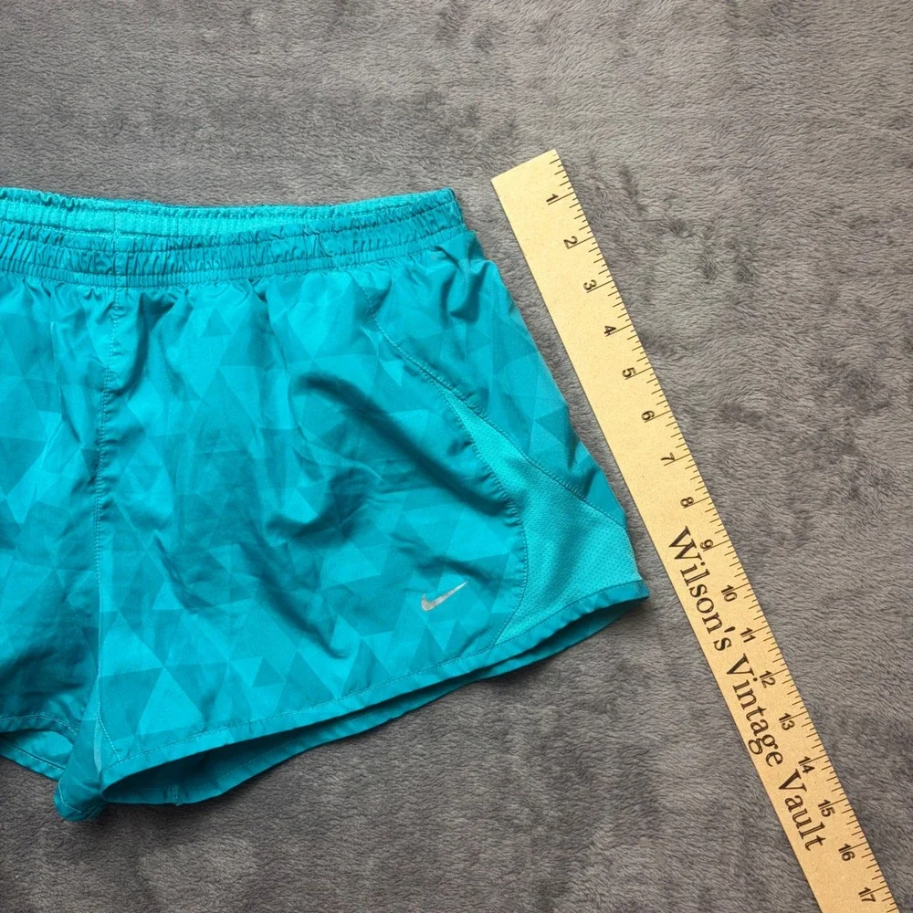 Nike Running‎ Shorts Womens L Teal Blue Geometric Pattern Athletic Gym Fit